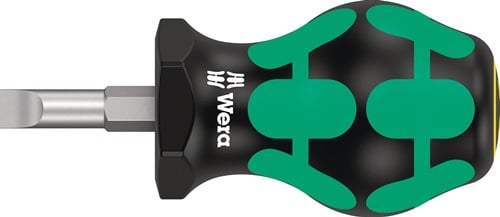 Wera Schraubendreher 335 Stubby Schneiden-B.6,5mm Klingen-L.24,5mm 2K-Griff Rundkl. - 5008843001