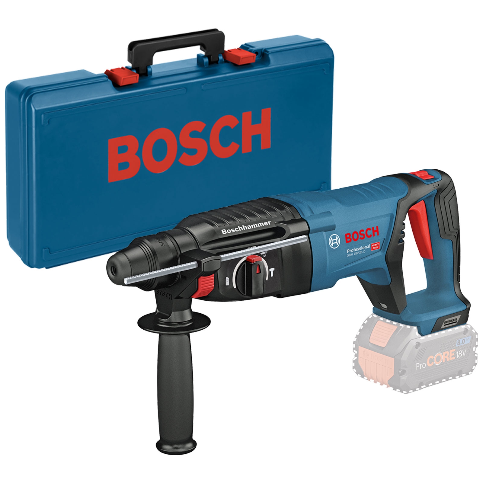 Bosch Akku-Bohrhammer GBH 18V-26 D mit SDS plus Solo im Koffer - 0611916000