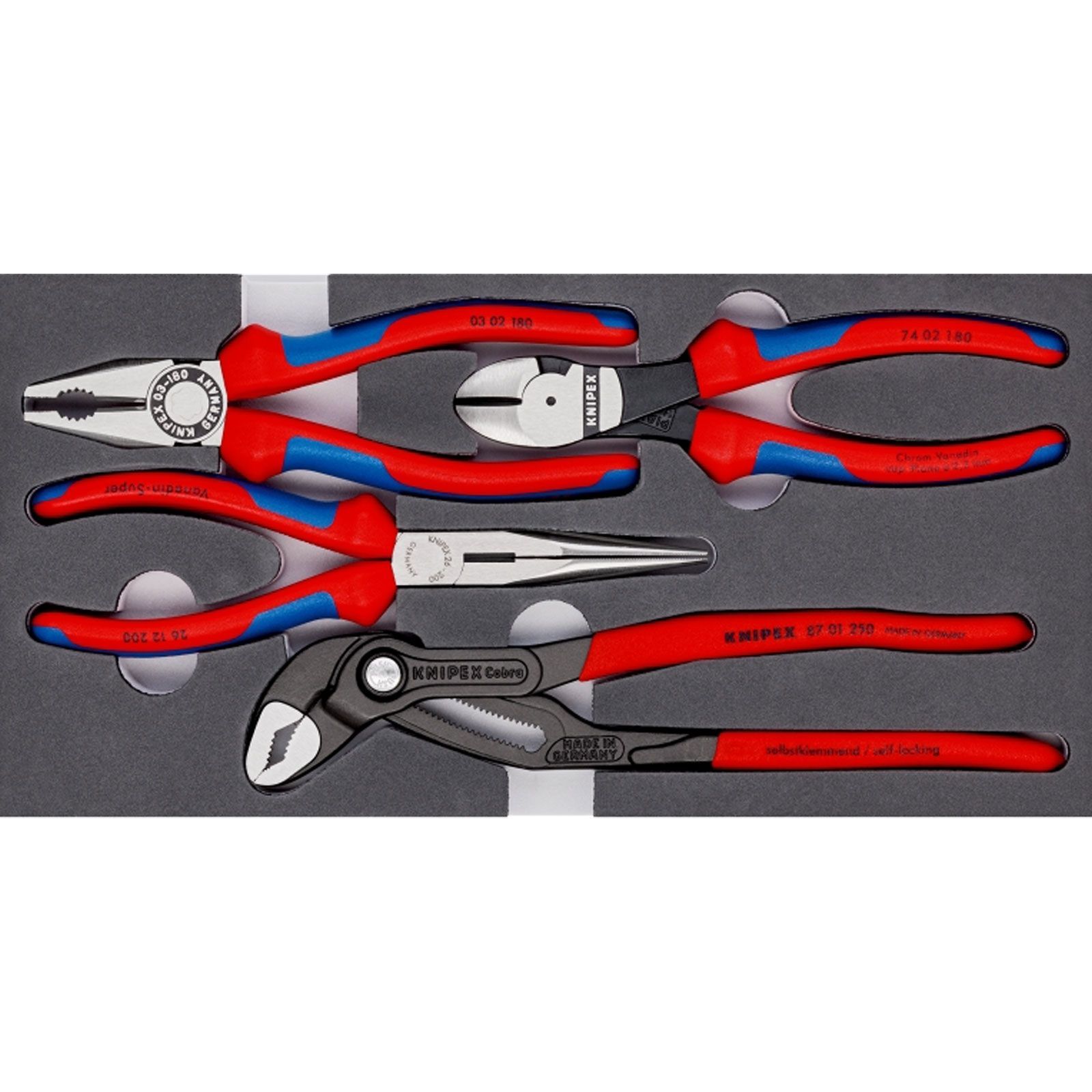 Knipex Zangen-Set Basic 4tlg. in Schaumstoffeinlage - 002001V15