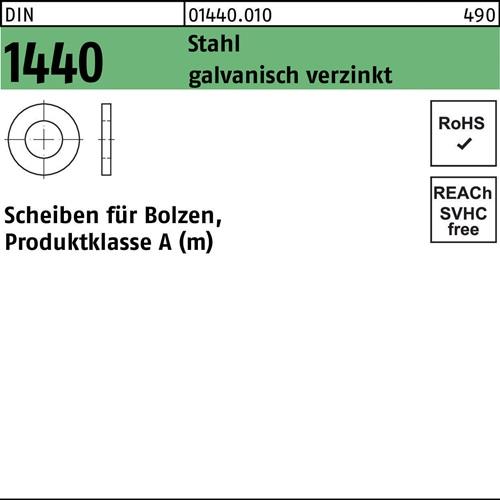 Scheibe DIN 1440 f.Bolzen 28x 42x 5 Stahl galv.verz. 100 Stück