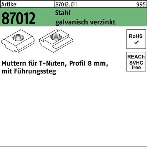 T-Nutenmutter R 87012 Führungssteg 8mm M8 Stahl galv.verz. 1000Stück