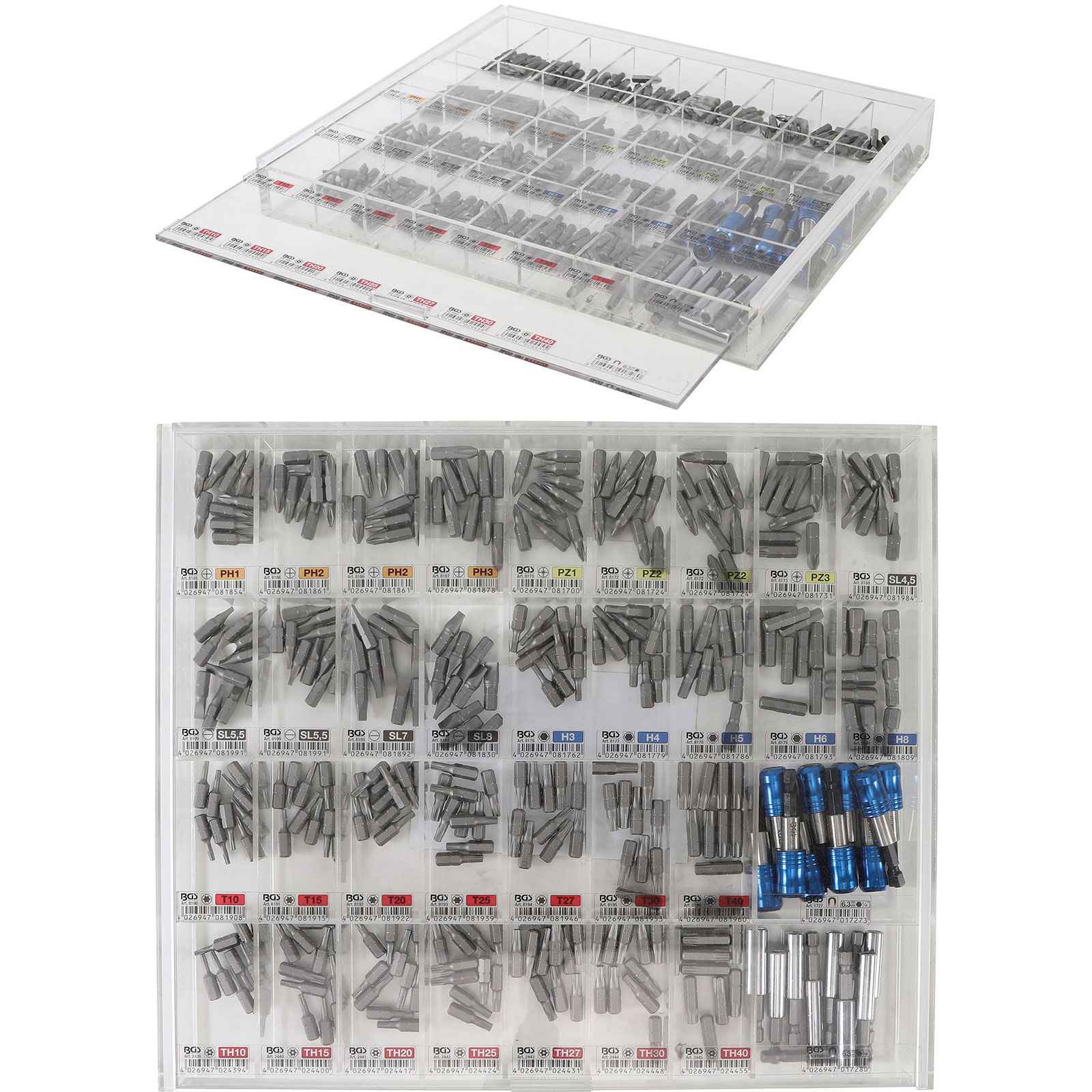 BGS Bit- und Bithalter-Satz Verkaufsdisplay Antrieb Außensechskant 6,3 mm (1/4") 340tlg. - 9328
