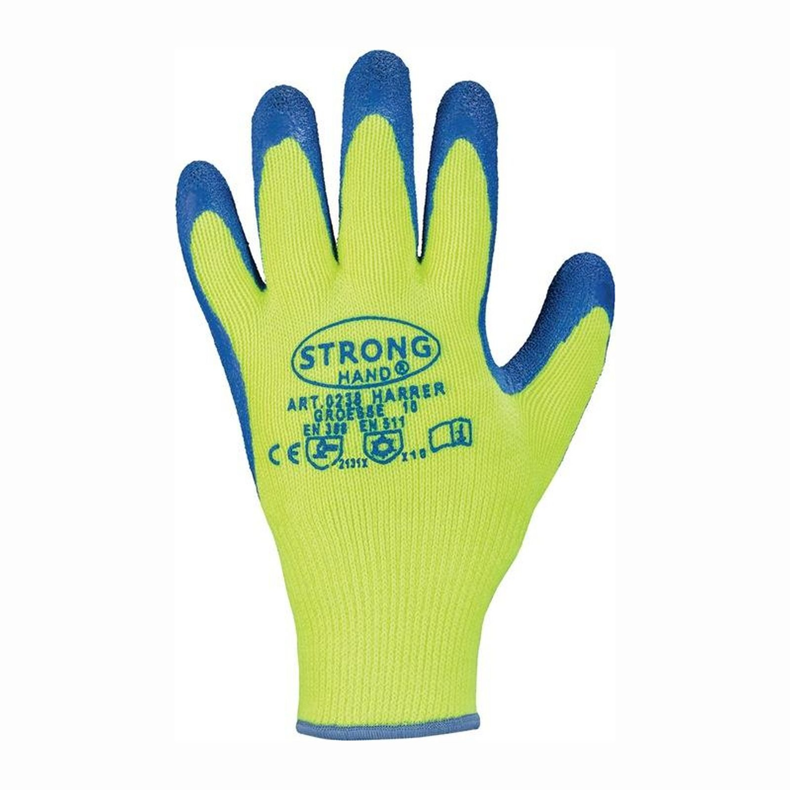 12 Paar STRONGHAND Handschuhe Harrer gelb / blau EN 388 EN 511 PSA II