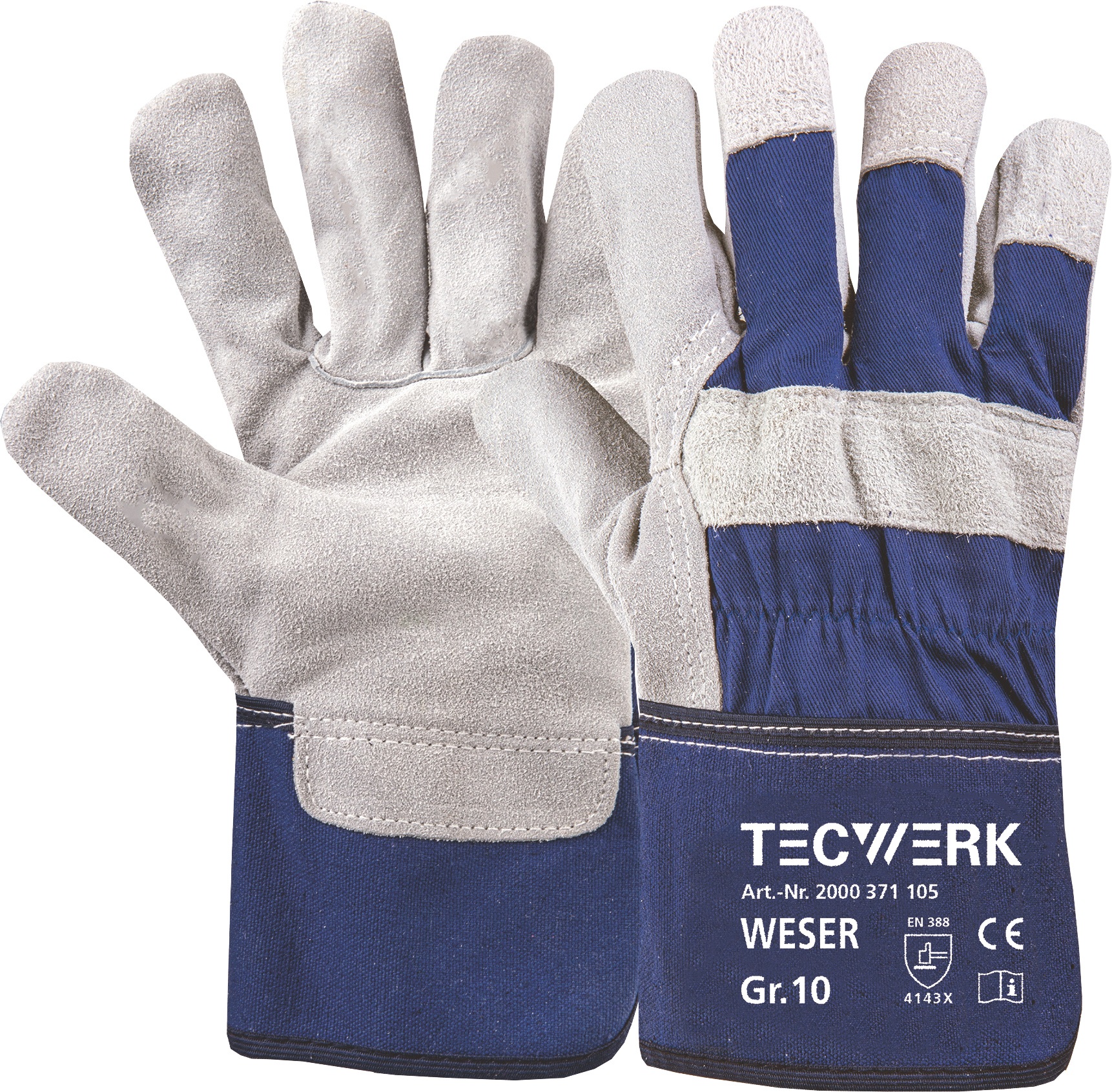 Handschuhe Weser Gr.10 blau EN 388 PSA II TECWERK