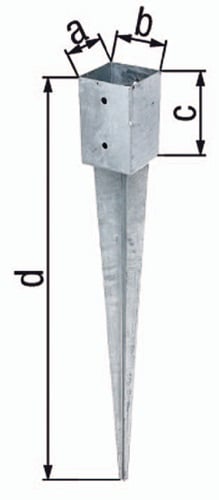 GAH Alberts Einschlag-Bodenhülse a101xb101xc150xd900mm STA roh TZN - 211318