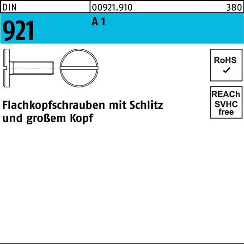 Flachkopfschraube DIN 921 Schlitz M6x 10 A 1 100 Stück