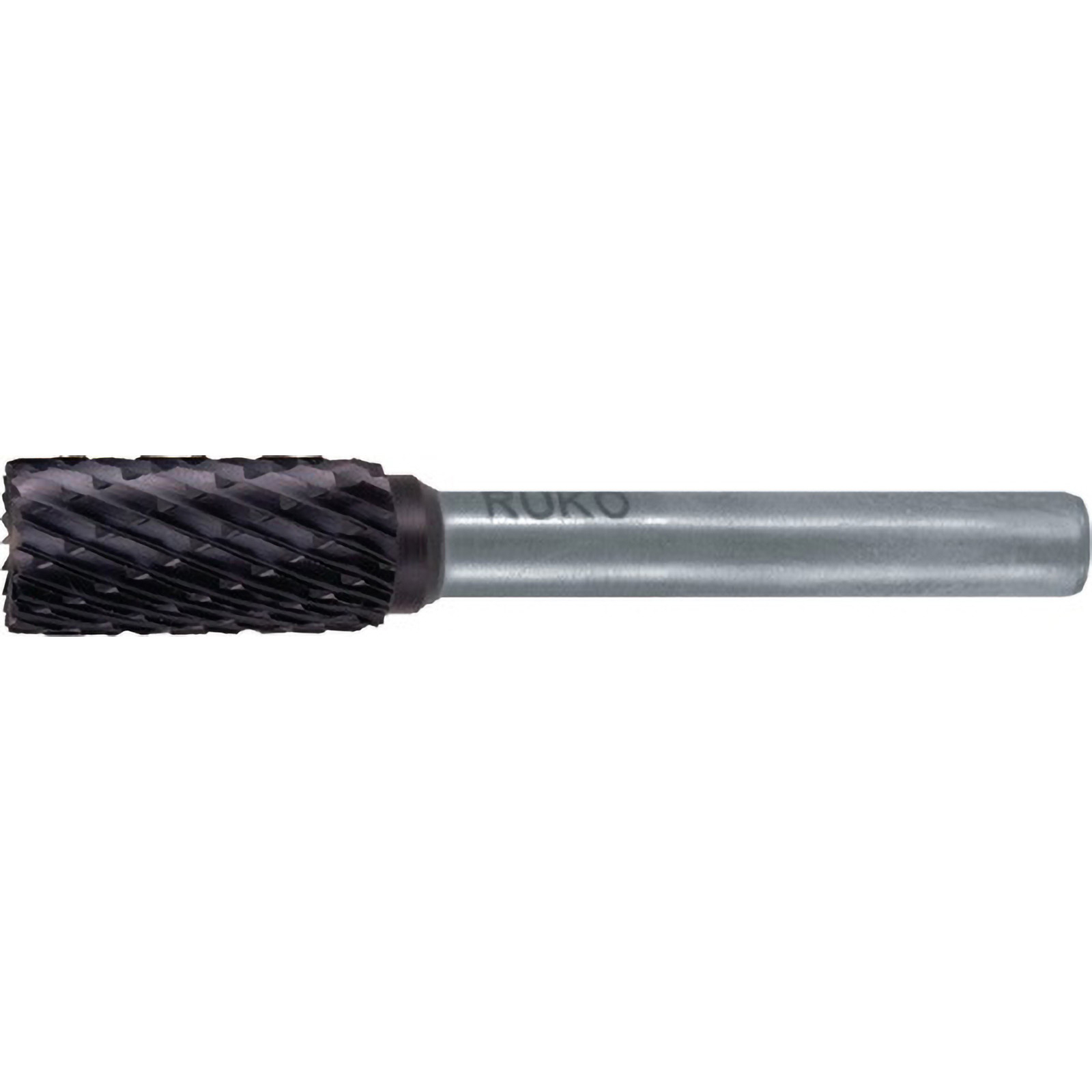 RUKO Hartmetall-Frässtift ZYA Ø 6 mm Kopflänge 18 mm Schaft-Ø 6 mm TiCN Verzahnung KVZ 4 mit Stirn - 116015TC