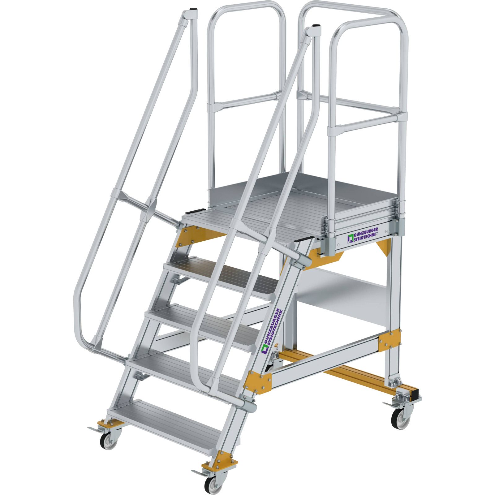 Günzburger Steigtechnik Plattformtreppe 60° fahrbar Stufenbreite 0,8 m 5 Stufen - 600725