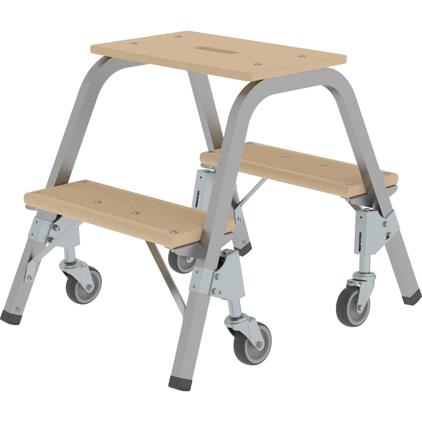 Günzburger Steigtechnik Stahl-Holz-Tritt mit Lenkrollen