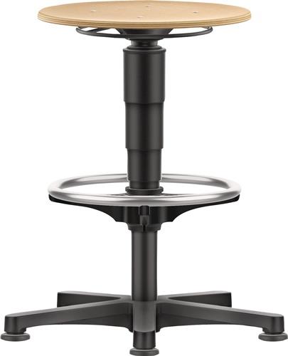 Drehhocker Bodengleiter u.Fußring Buche natur Sitz-H.560-830mm HO BIMOS