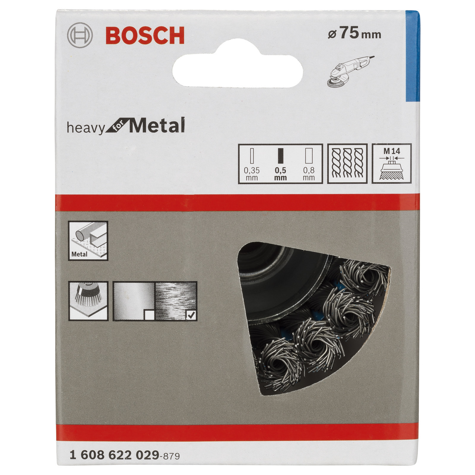 Bosch Topfbürste gezopfter Stahldraht M 14 0,5 x 75 mm - 1608622029