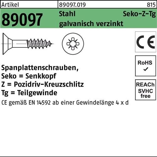 Spanplattenschraube R 89097 SEKO PZ TG 4,5x45/27-Z Stahl galv.verz. 500St.