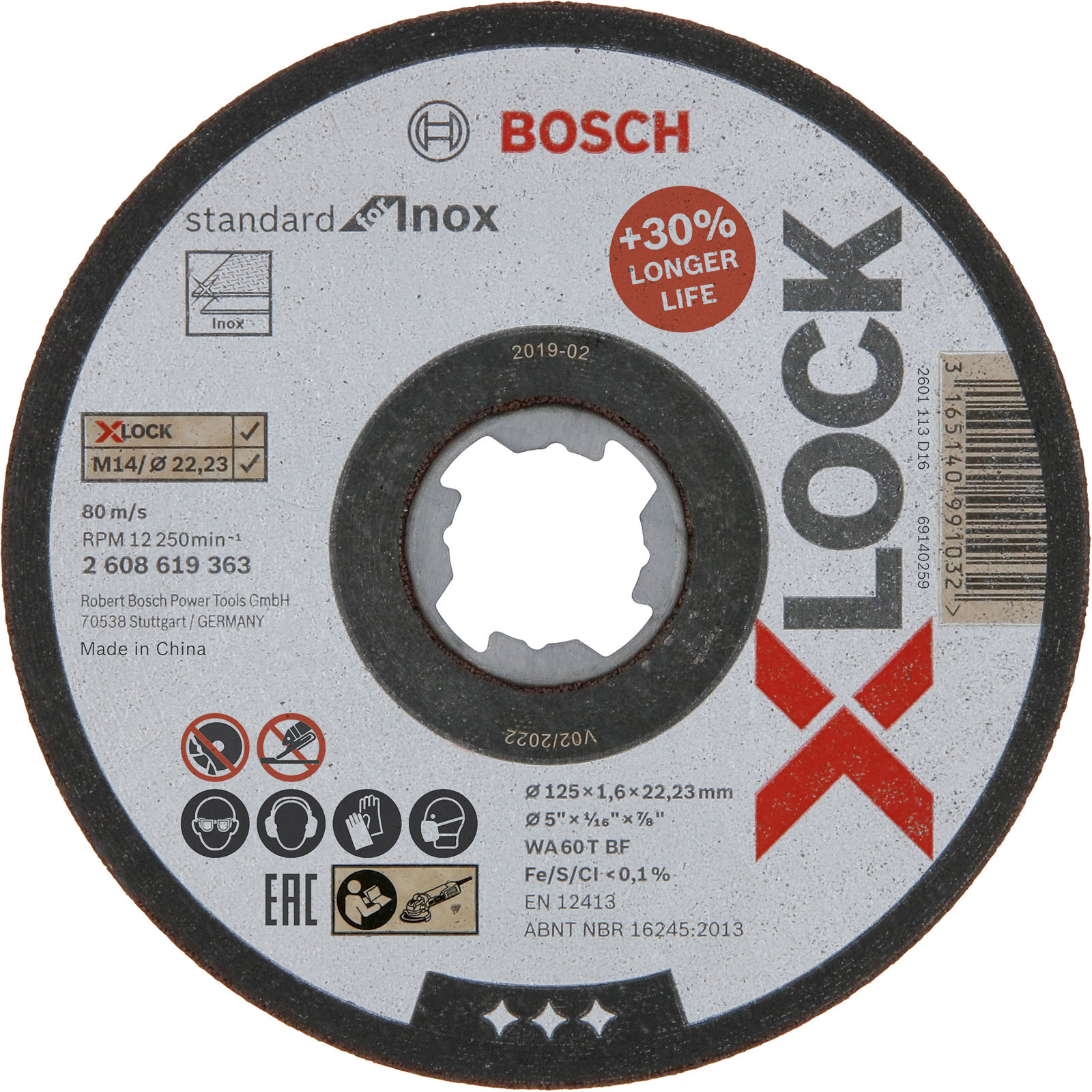 Bosch 25x X-LOCK Trennscheibe Standard for Inox 125 x 1,6 mm T41 - 2608619363