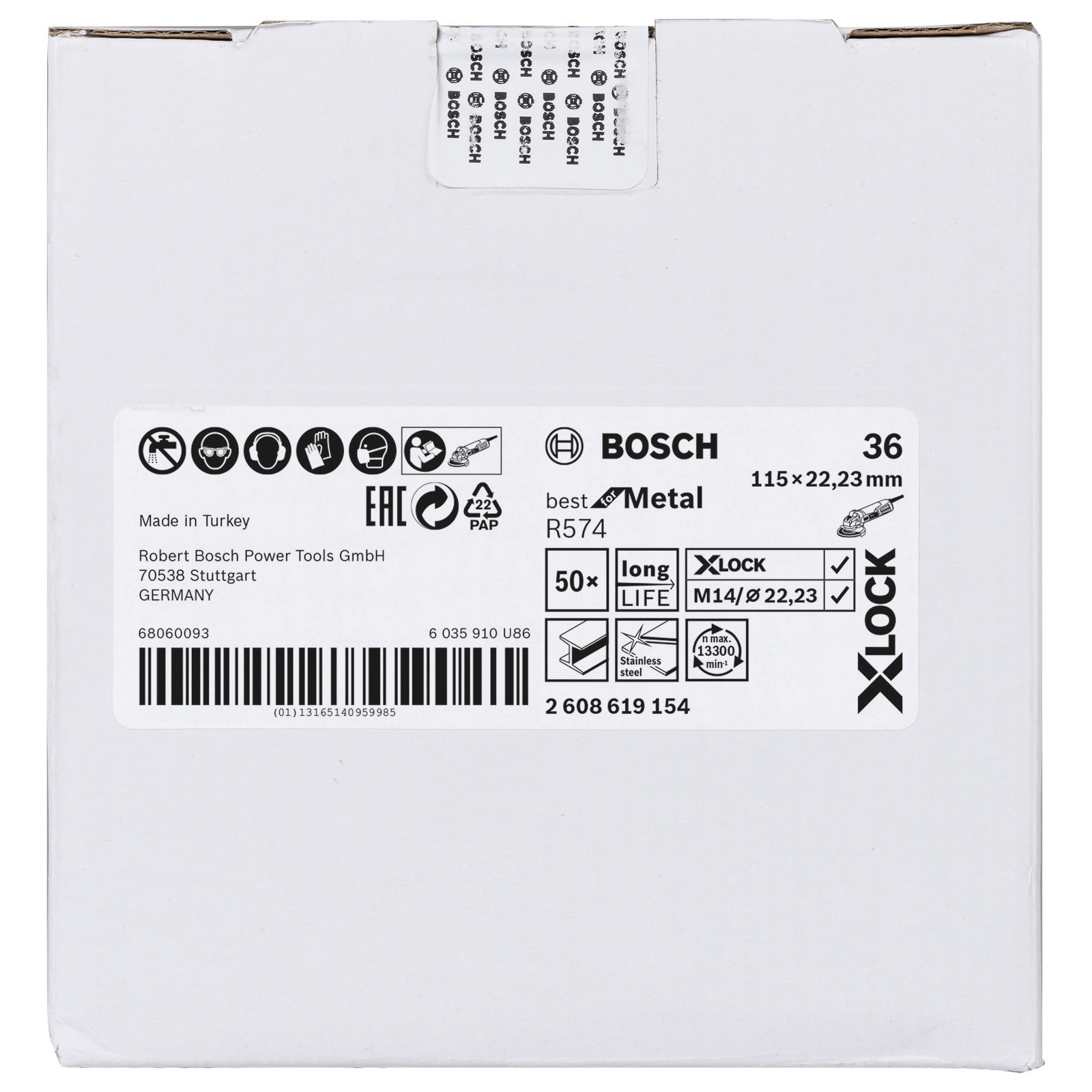 Bosch 50x X-LOCK Fiberschleifscheibe R574 Best for Metal 115 mm K 36 - 2608619154