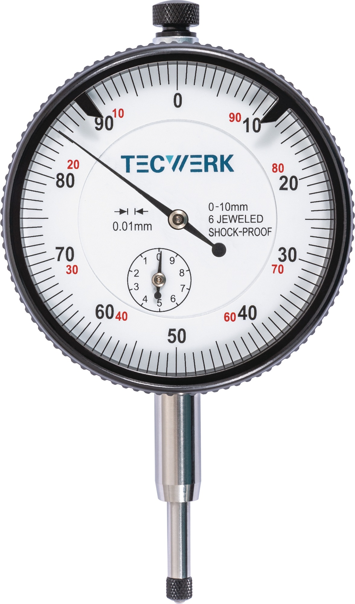 Messuhr DIN 878 10mm Abl.0,01mm m.Stoßschutz TECWERK