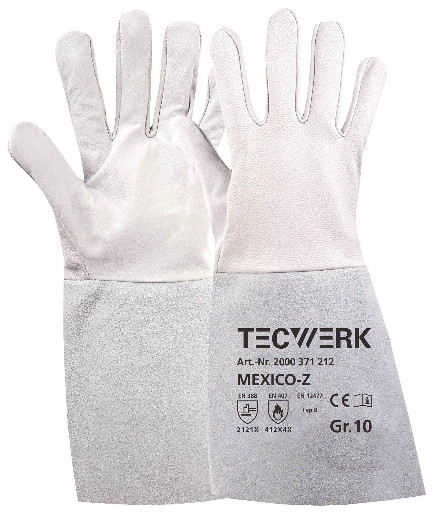 Schweißerhandschuhe Mexico Z Gr.9 grau EN 388/407/12477 10PA TW