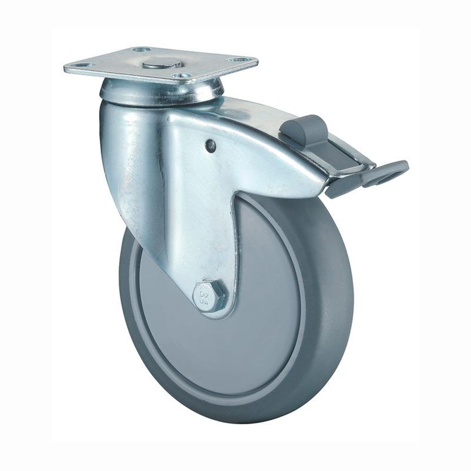 BS Rollen Lenkrolle mit Totalfeststeller und Anschraubplatte schwer Gummi Kugellager