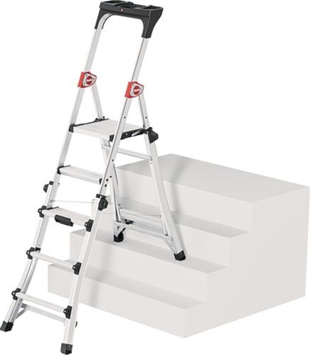 Stufenstehleiter 100TL Stufen 3-5Alu.elox.Gesamt-H.1430-1900mm teleskopier.HAILO