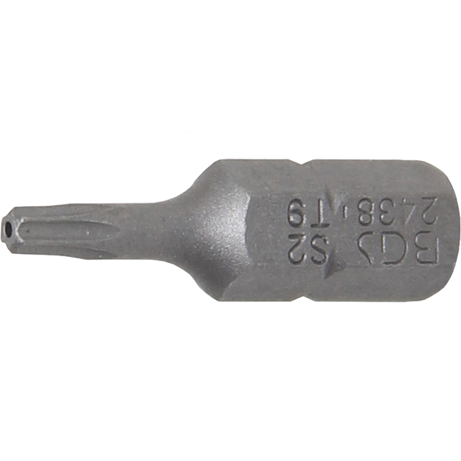 BGS Bit Antrieb Außensechskant 6,3 mm (1/4") T-Profil (für Torx) mit Bohrung T9 - 2438