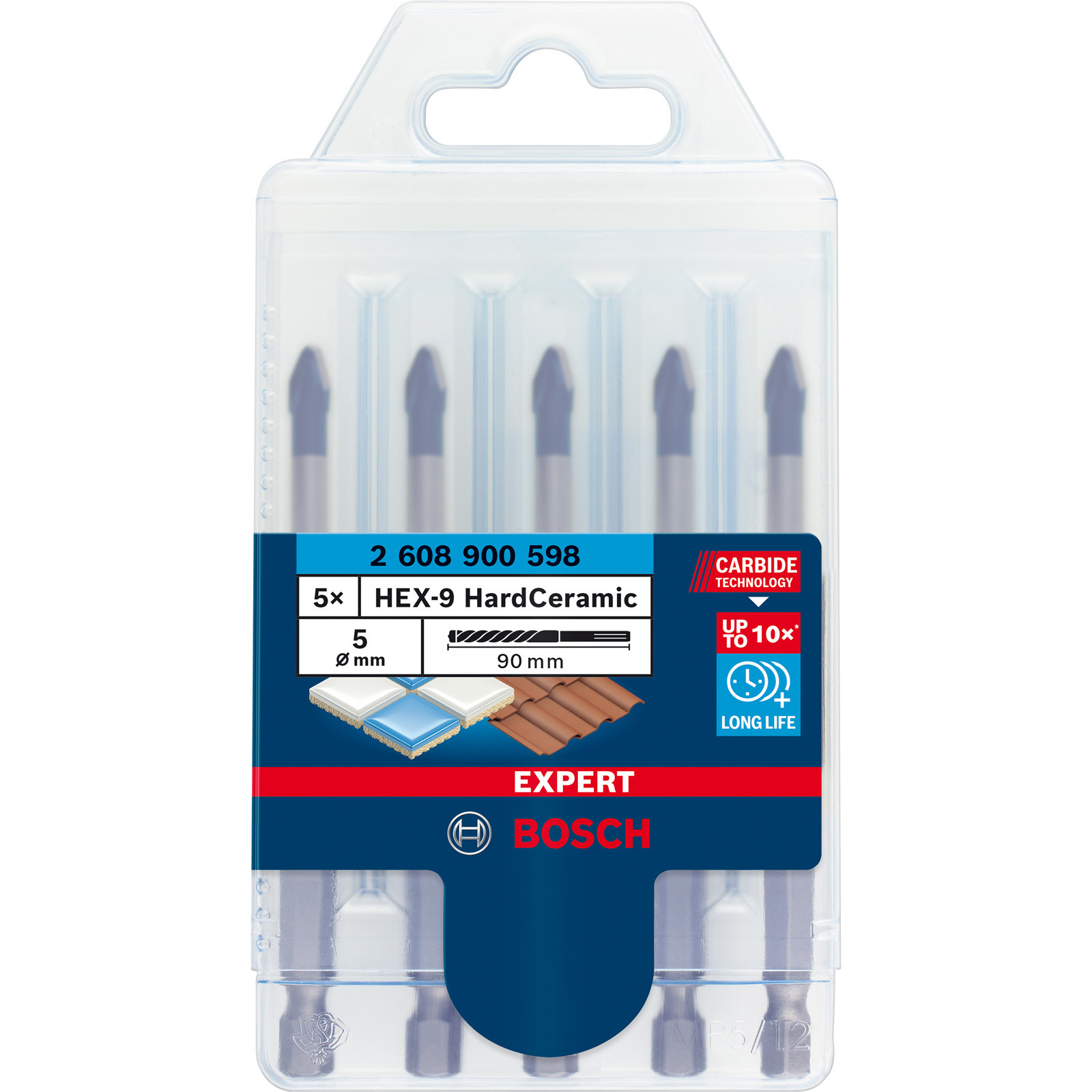 Bosch Expert HEX-9 HardCeramic Dachziegel-Bohrer-Set 5 mm 5tlg. - 2608900598