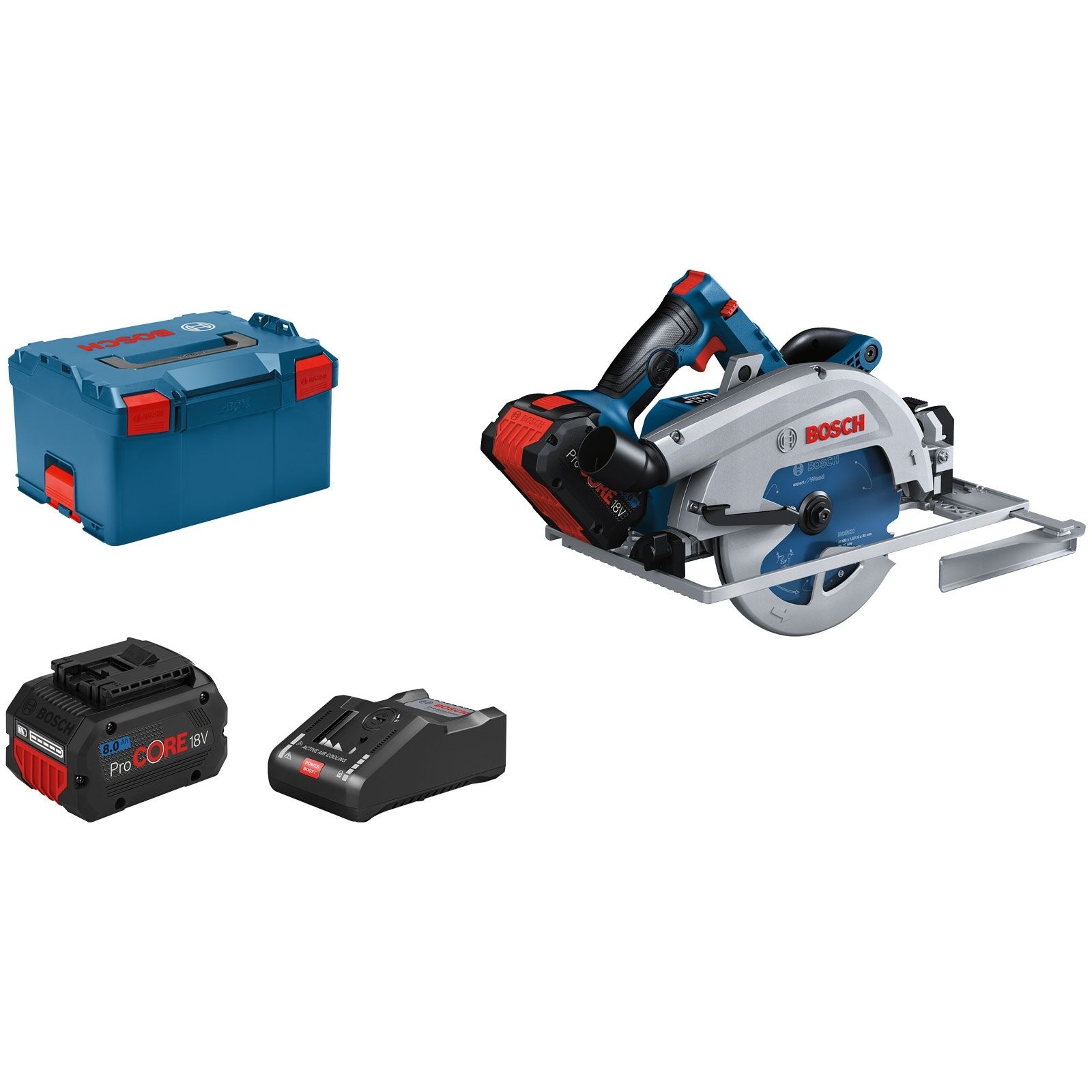 Bosch Akku-Kreissäge BITURBO GKS 18V-68 GC Ø 190 mm / 2x 8,0 Ah Akku + Ladegerät in L-Boxx - 06016B5101
