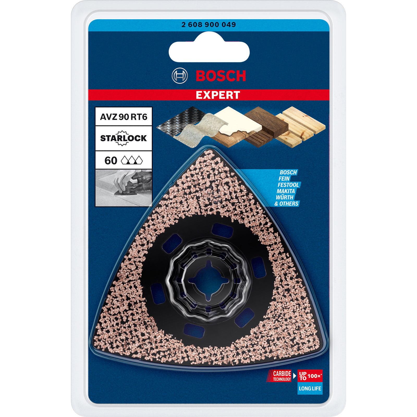 Bosch Expert Sanding Plate AVZ 90 RT6 Starlock Schleifplatte für Multifunktionswerkzeuge 60 x 90 mm - 2608900049