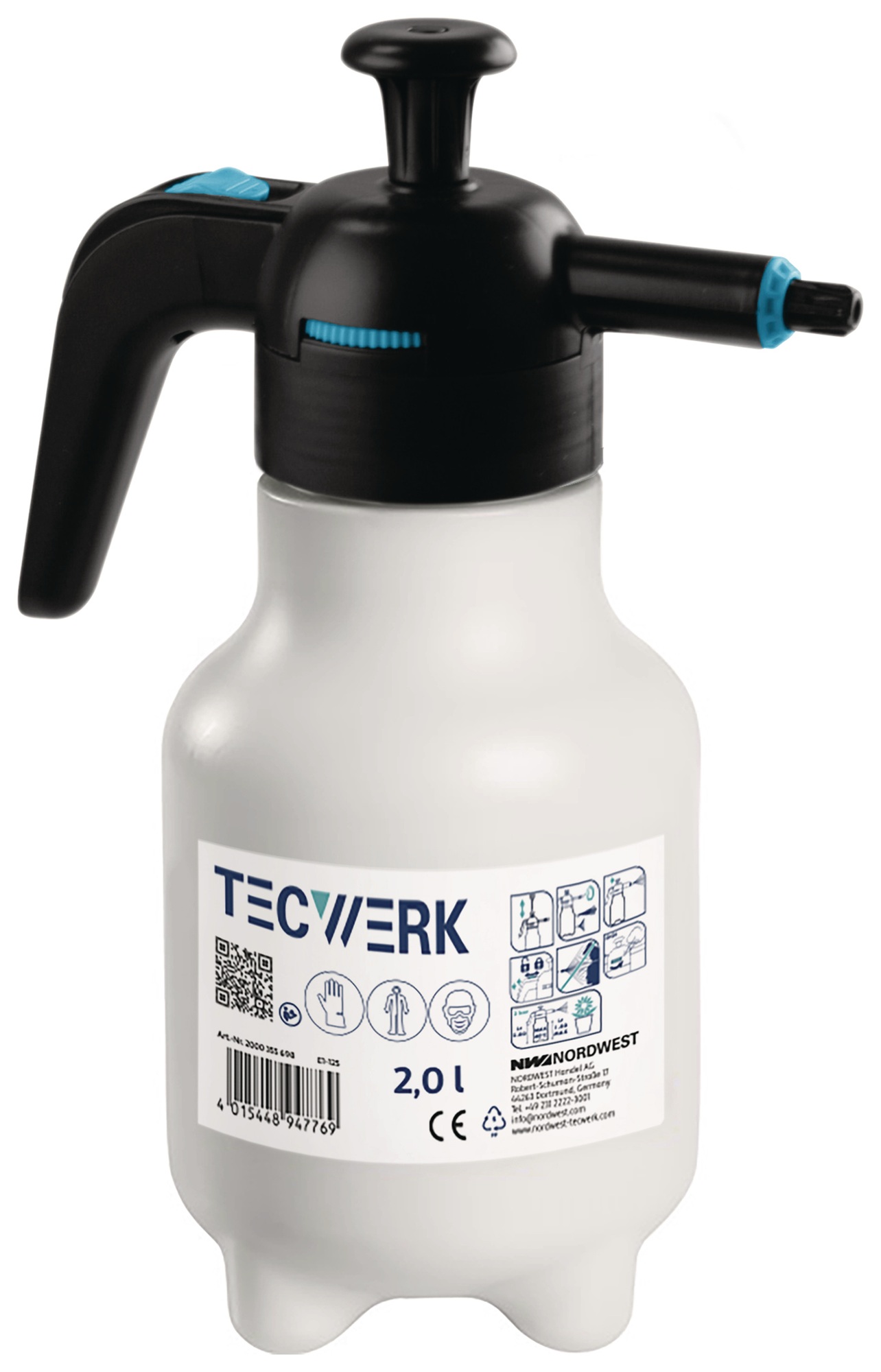 Drucksprüher 2l FPM Dichtung,Kunststoff-Düse TECWERK