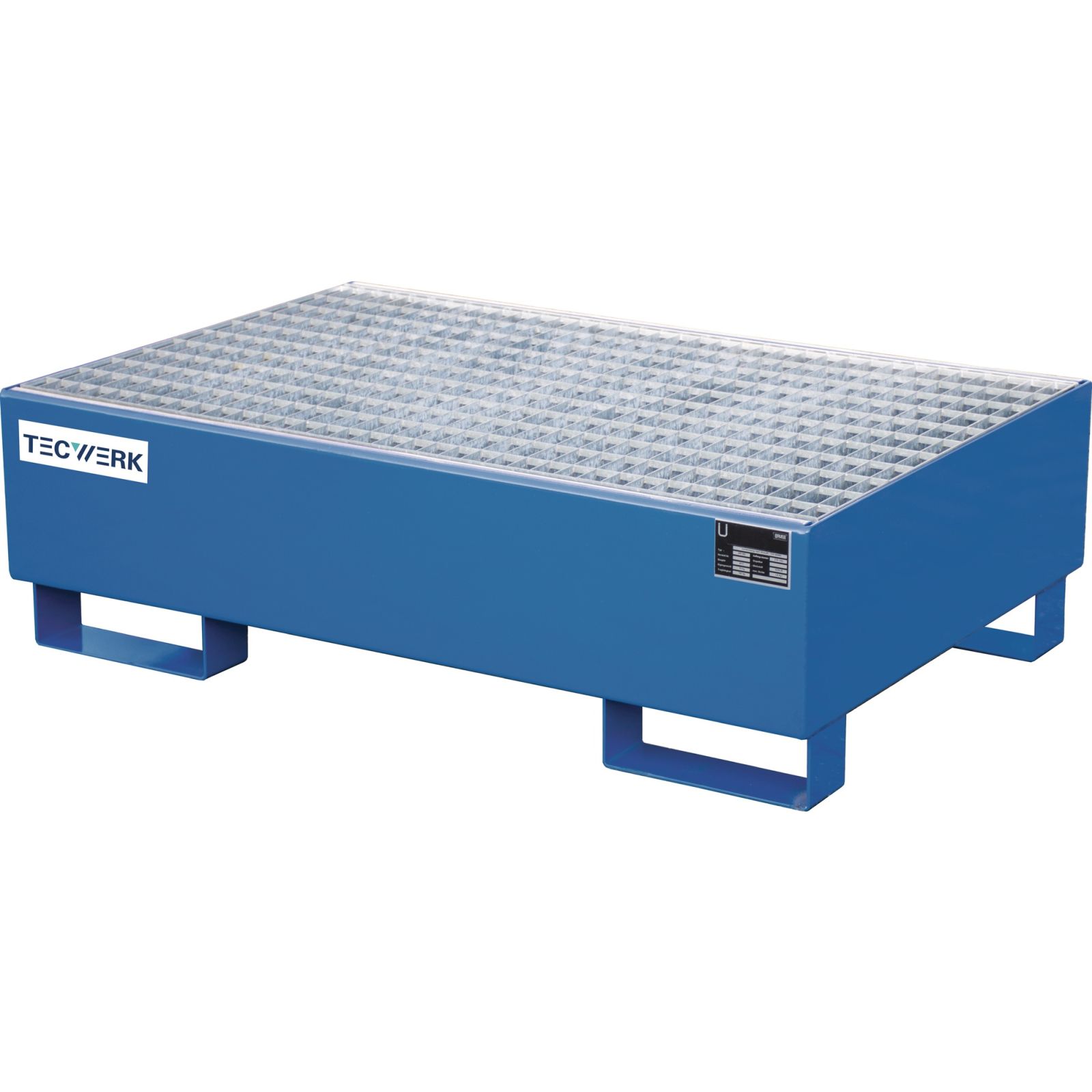 Auffangwanne 215l L1200xB800xH360mm Stahlbl.m.Gitterrost blau TECWERK