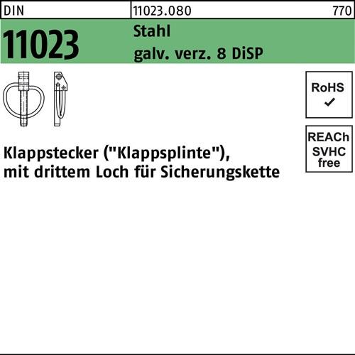 Klappstecker DIN 11023 10x 45 Stahl gal Zn 8 DiSP 50 Stück