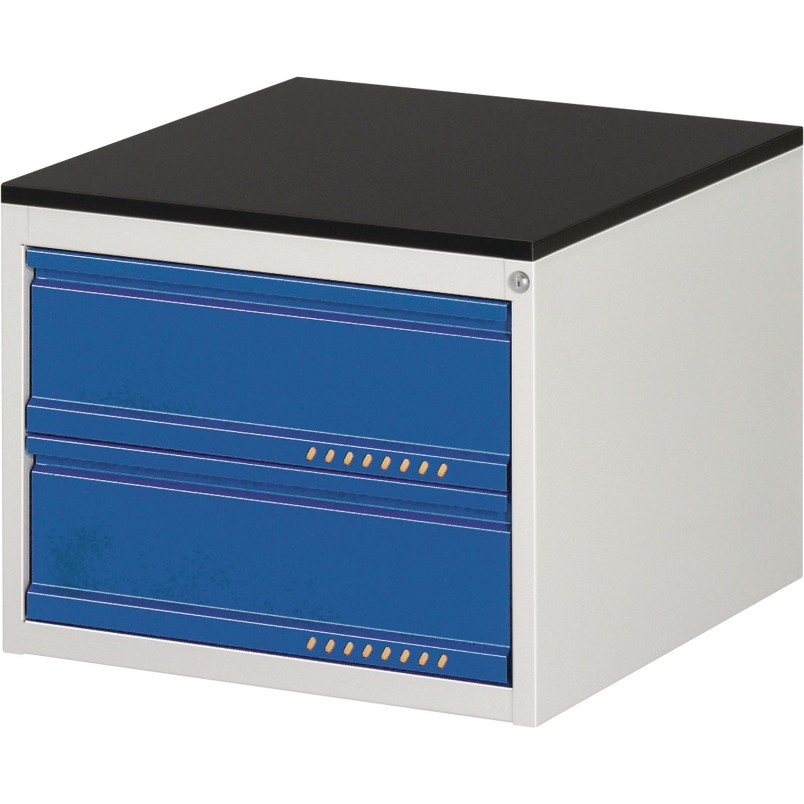 Schubladenschrank BK 650 H460xB580xT650mm lichtgrau/blau 2Schubl.Einfach.TECWERK