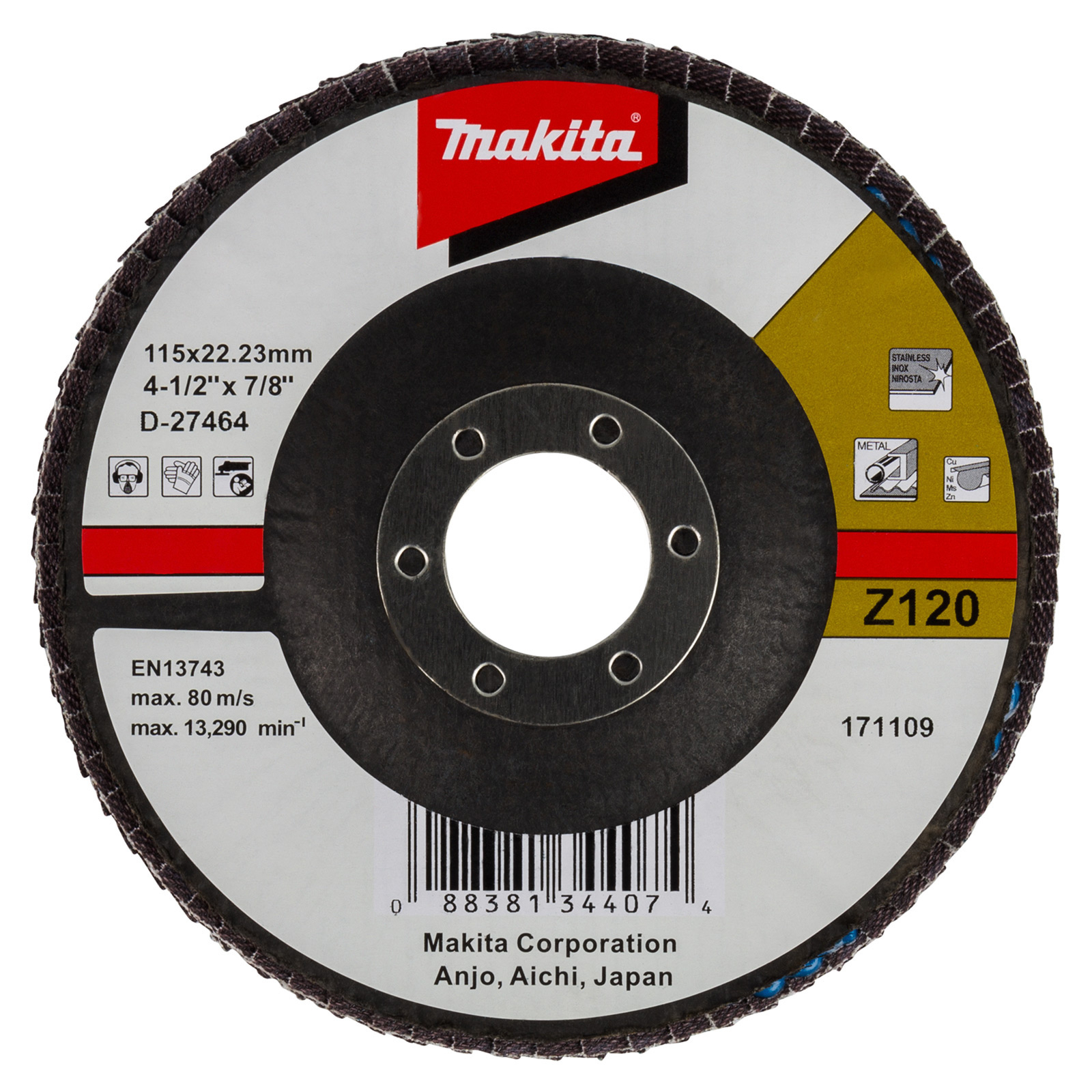 Makita Fächerschleifscheibe 115 mm Z120 - D-27464