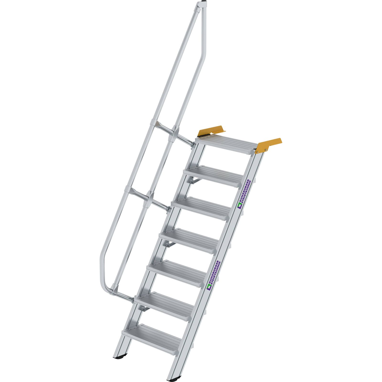 Günzburger Steigtechnik Treppe 60° Stufenbreite 600 mm 7 Stufen Aluminium geriffelt - 600207