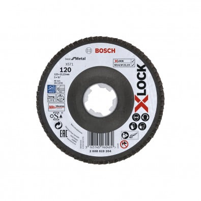 Bosch X-LOCK Fächerscheibe abgewinkelt X571 Best for Metal 125 mm Fibertragplatte K 120 - 2608619204