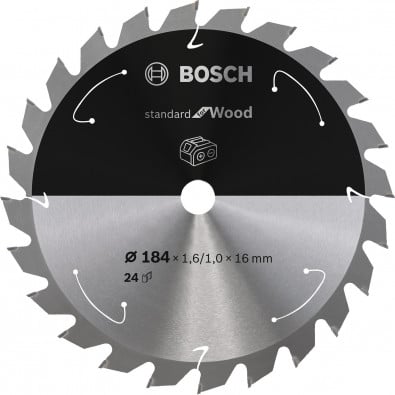 Bosch Kreissägeblatt Standard for Wood, 184 x 1,6/1 x 16, 24 Zähne - 2608837700