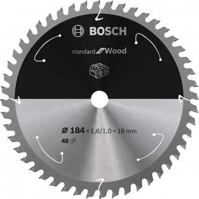 Bosch Kreissägeblatt Standard for Wood, 184 x 1,6/1 x 16, 48 Zähne - 2608837701