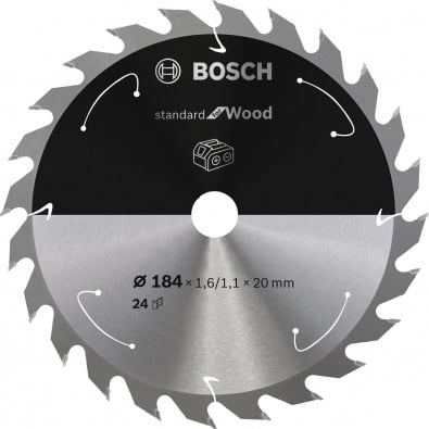 Bosch Kreissägeblatt Standard for Wood, 184 x 1,6/1,1 x 20, 24 Zähne - 2608837702