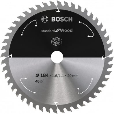 Bosch Kreissägeblatt Standard for Wood, 184 x 1,6/1,1 x 20, 48 Zähne - 2608837703