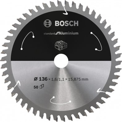 Bosch Kreissägeblatt Standard for Aluminium, 136 x 1,6/1,1 x 15,875, 50 Zähne - 2608837753