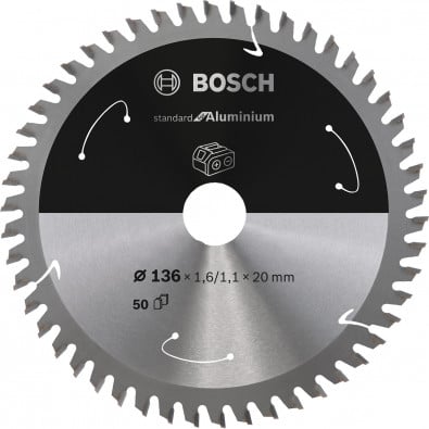 Bosch Kreissägeblatt Standard for Aluminium, 136 x 1,6/1,1 x 20, 50 Zähne - 2608837754