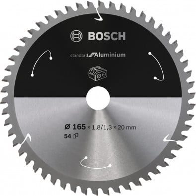 Bosch Kreissägeblatt Standard for Aluminium, 165 x 1,8/1,3 x 20, 54 Zähne - 2608837763