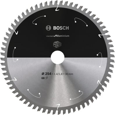 Bosch Kreissägeblatt Aluminium für Akkusägen, 254 x 2,4/1,8 x 30, 68 Zähne - 2608837780