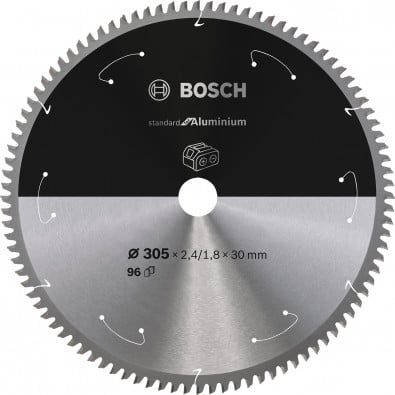 Bosch Kreissägeblatt Aluminium für Akkusägen, 305 x 2,4/1,8 x 30, 96 Zähne - 2608837782
