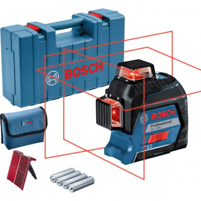 Bosch Linienlaser GLL 3-80 inkl. 4x 1,5 V-LR6-Batterie in Koffer - 0601063S00