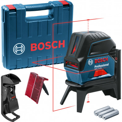 Bosch Kombilaser GCL 2-15 / 3x 1,5 V-LR6-Batterie inkl. Deckenklemme + RM 1 + Laserzieltafel in Koffer - 0601066E02