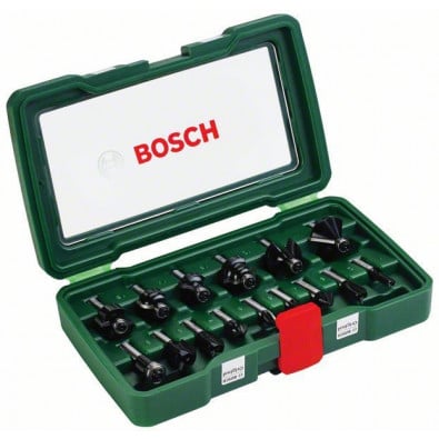 Bosch Fräser-Set-HM, 15tlg., Durchmesser: 8 mm Schaft - 2607019469