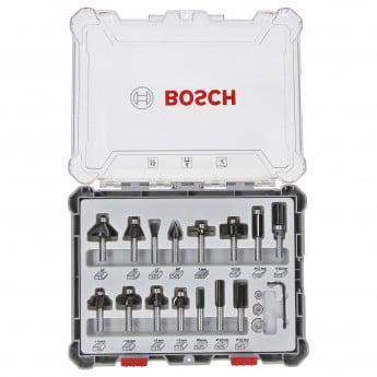 Produktseite: Bosch 15tlg. Mixed Fräser Set 6mm Schaft - 2607017471