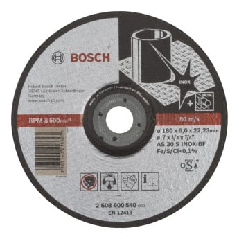 Produktseite: Bosch Schruppscheibe gekröpft Expert for Inox AS 30 S INOX BF 180 mm - 2608600540