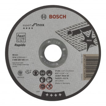 Bosch Trennscheibe gerade Expert for Inox Rapido AS 60 T INOX BF 125 mm 22,23 mm - 2608600549