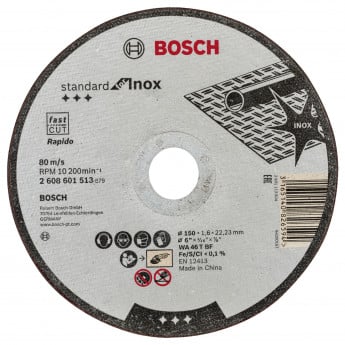 Produktseite: Bosch Trennscheibe gerade Standard for Inox WA 46 T BF 150 mm 1,6 mm - 2608601513