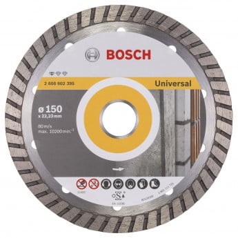 Produktseite: Bosch Diamanttrennscheibe Standard for Universal Turbo 150x22,23x2,5x10 mm 2608602395